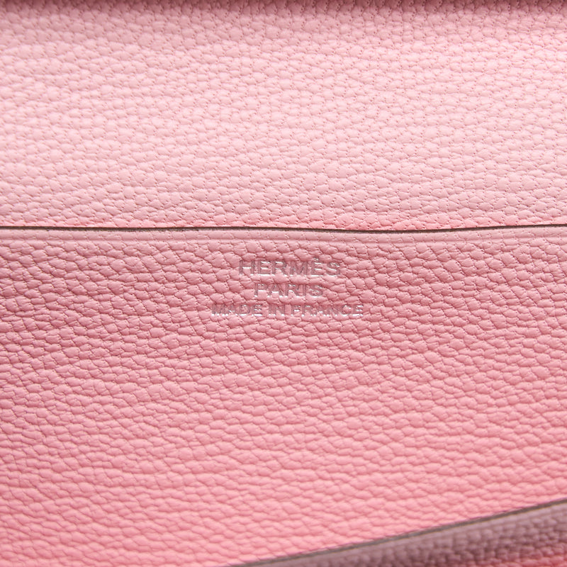 Hermes Bearn Long Wallet Chevre Mysore 3Q Rose Sakura SHW Stamp D