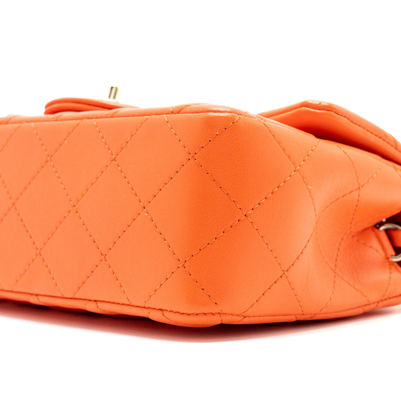 Chanel Mini Rectangular Flap Bag Lambskin Orange SHW