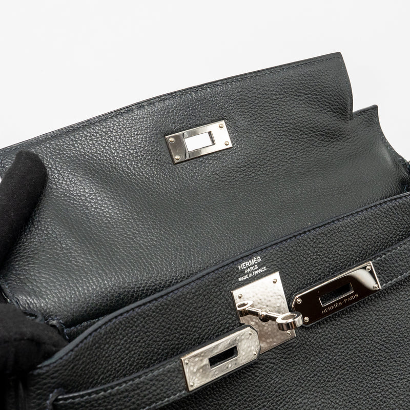 Hermes Kelly 28 Clemence Graphite SHW Stamp Square Q
