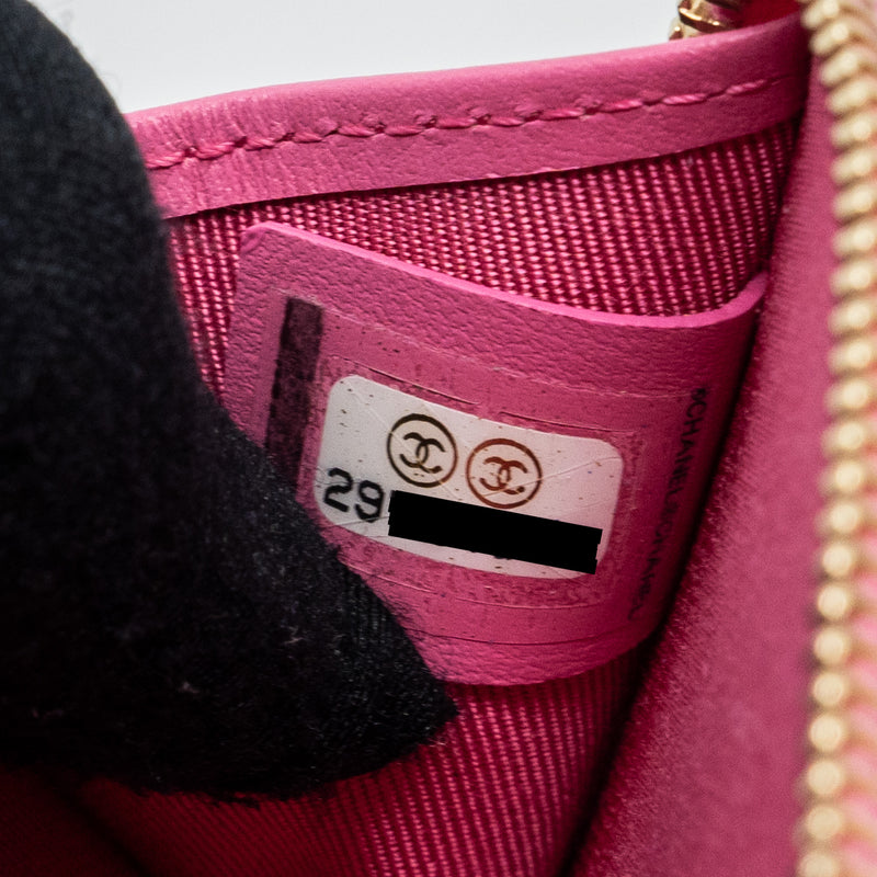 Chanel zippy key ring pouch caviar pink LGHW