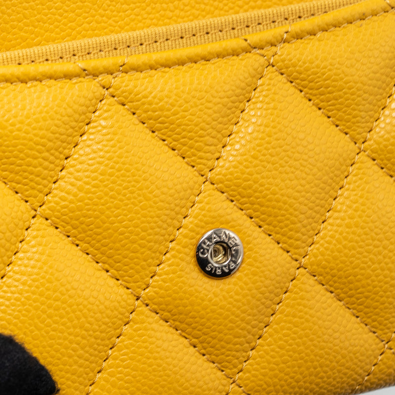 Chanel Classic Flap Card Holder Caviar Yellow LGHW (mircochip)