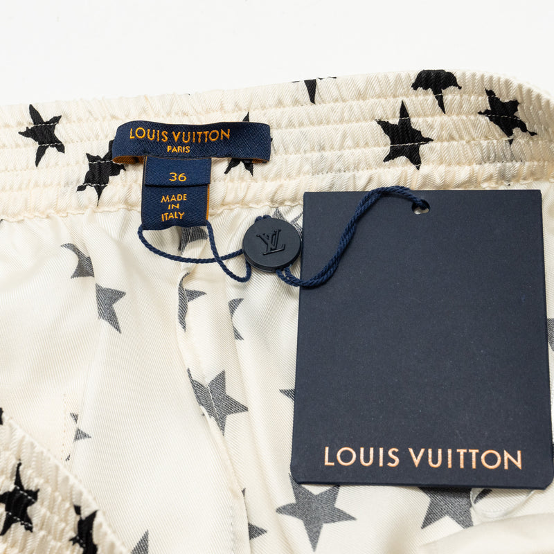 LOUIS VUITTON Size 36 Stars Silk Pajamas White/Black