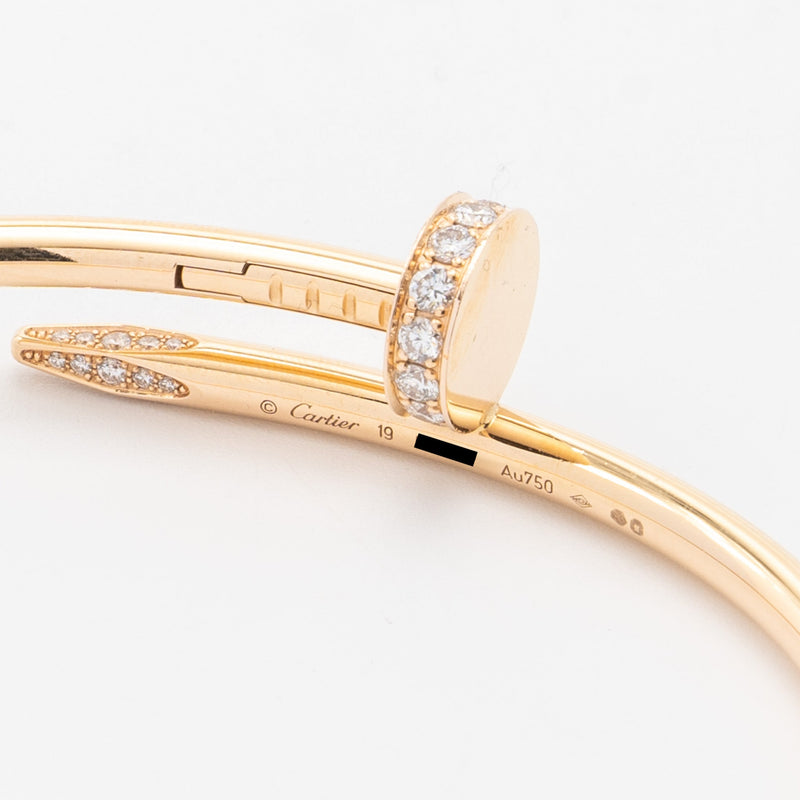 Cartier size 19 Juste en clou bracelet yellow gold diamonds