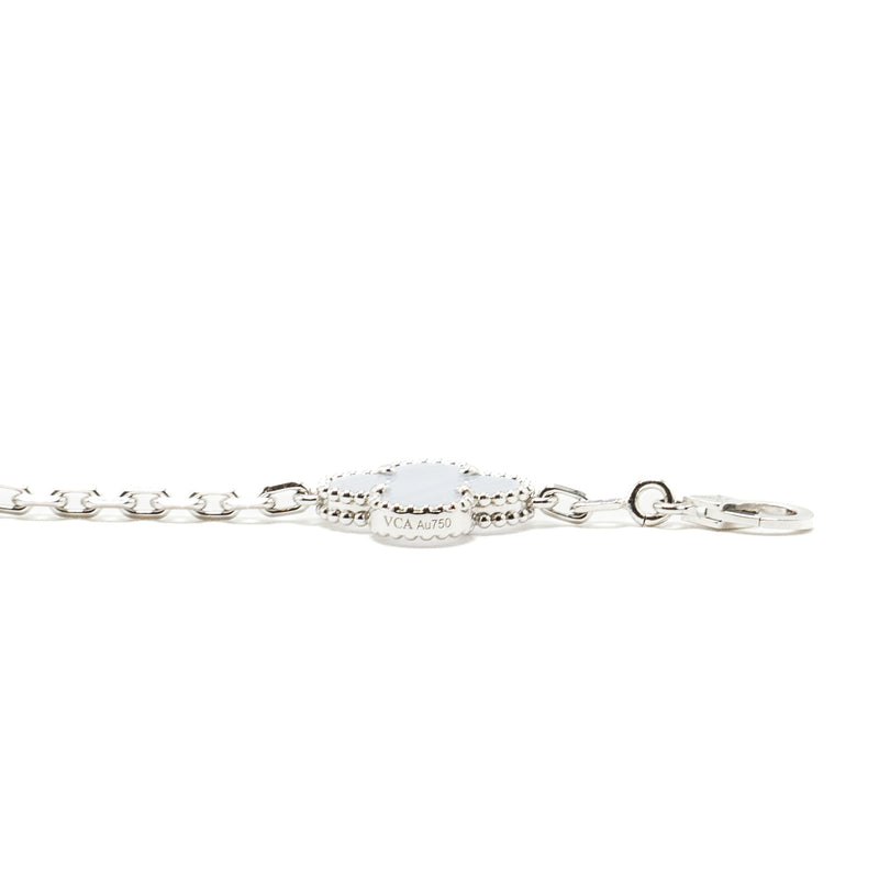 Van Cleef & Arpels Vintage Alhambra Bracelet 5 Motif White Gold, Chalcedony