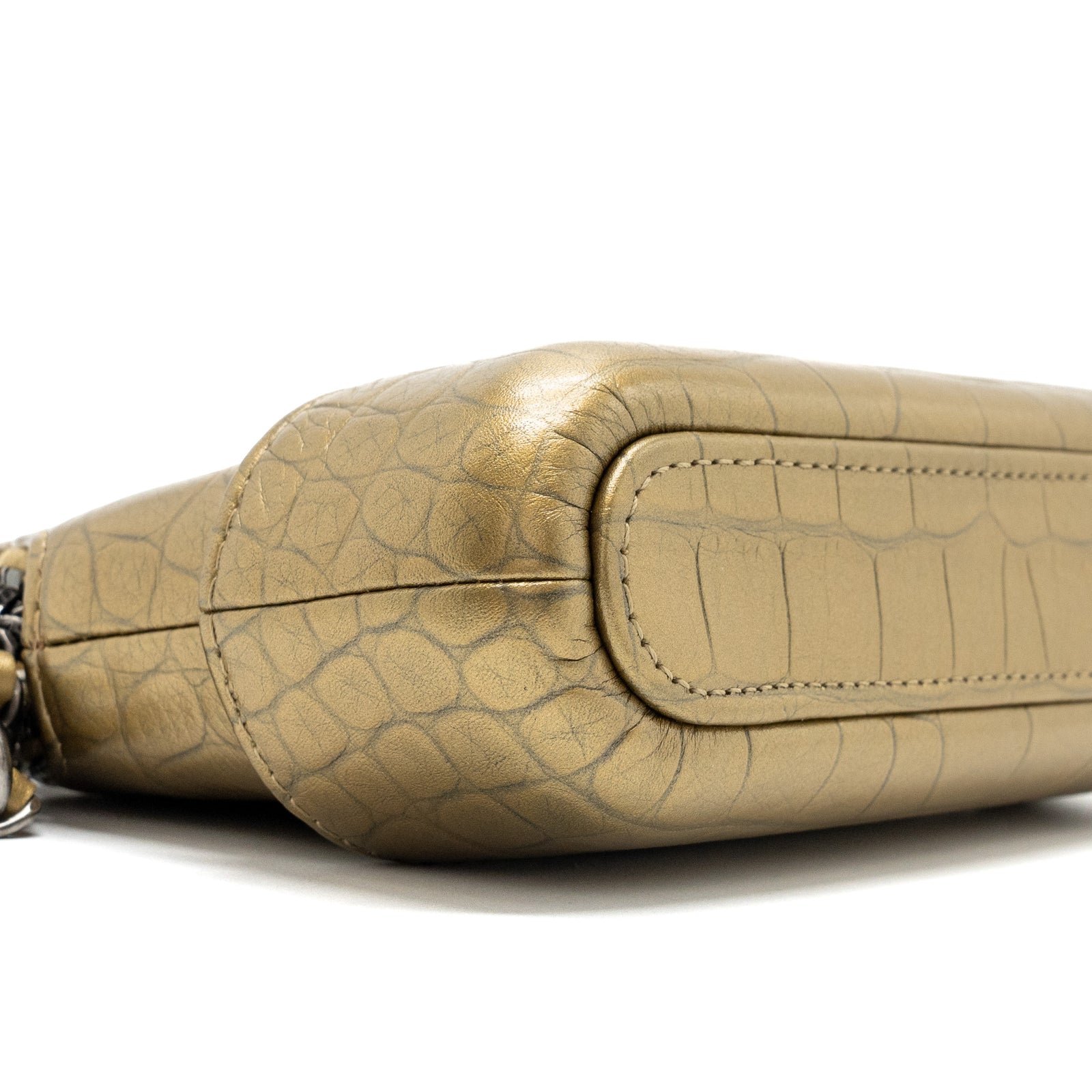 Chanel Gabrielle Double Zip Clutch On Chain Crocodile