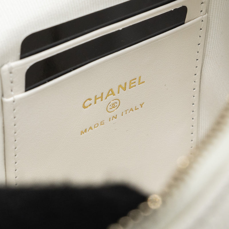 Chanel 24C Mini Backpack/Crossbody Bag Caviar White LGHW (Microchip)