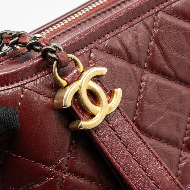 CHANEL Small Gabrielle Hobo Bag Calfskin Red Multicolour Hardware