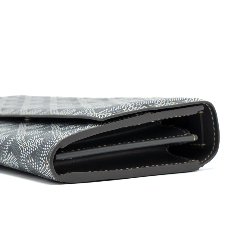 Goyard Goyardine Black Varenne Continental Wallet Bag Silver