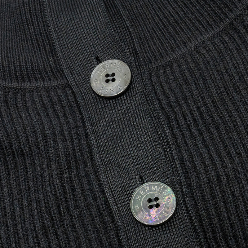 Hermes Size 34 Button Robe/Dress Cotton/Virgin Wool Black