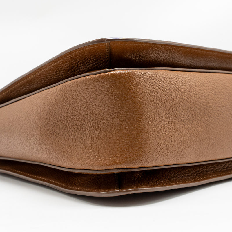 Miu Miu Madras Tote Bag Calfskin Brown GHW