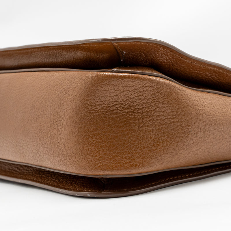 Miu Miu Madras Tote Bag Calfskin Brown GHW