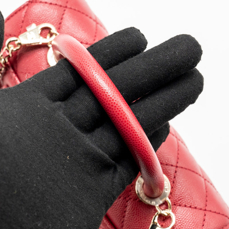Chanel Small Coco handle caviar red LGHW (microchip)