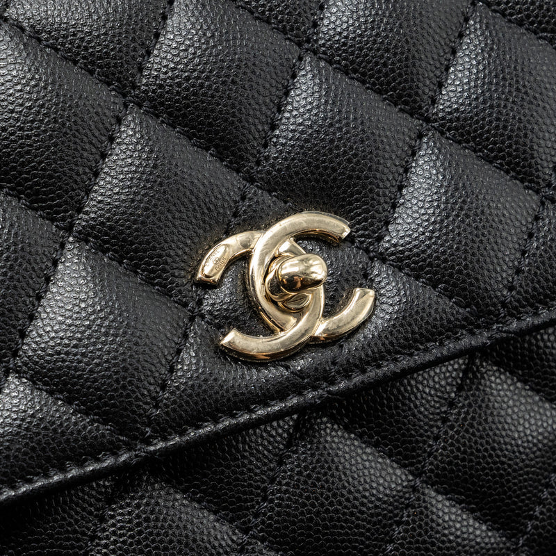 Chanel small coco handle caviar black LGHW (microchip)