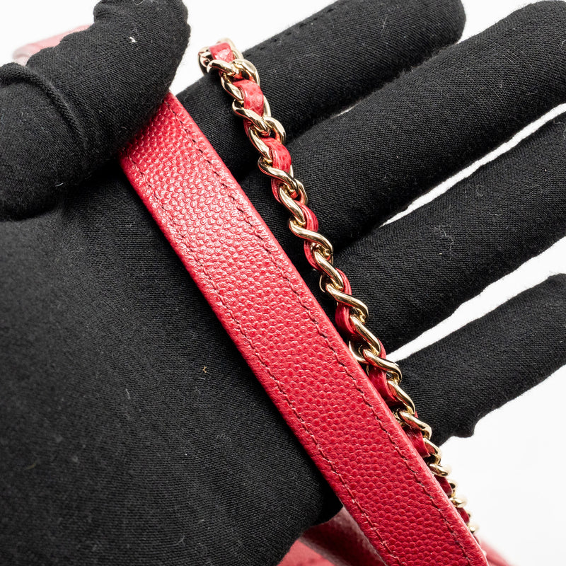 Chanel Small Coco handle caviar red LGHW (microchip)