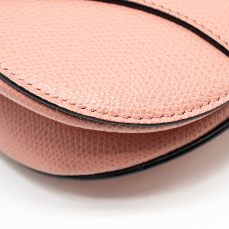 Dior Mini Saddle Bag Grained Calfskin Pink GHW