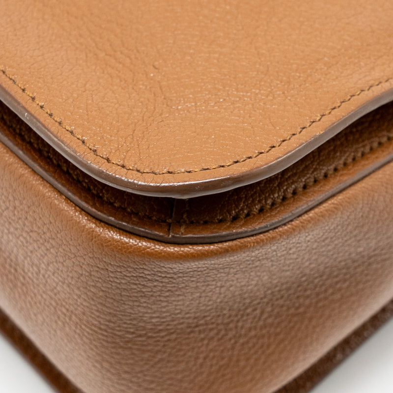 Miu Miu Madras Tote Bag Calfskin Brown GHW