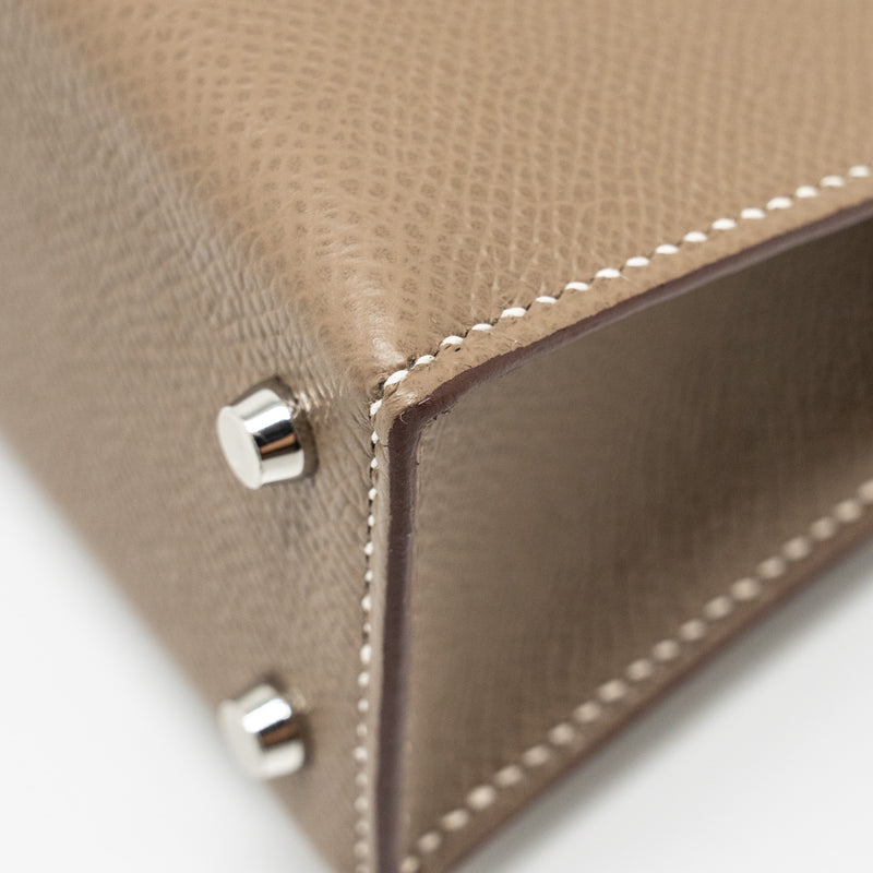 Hermes mini kelly II Epsom etoupe SHW stamp W