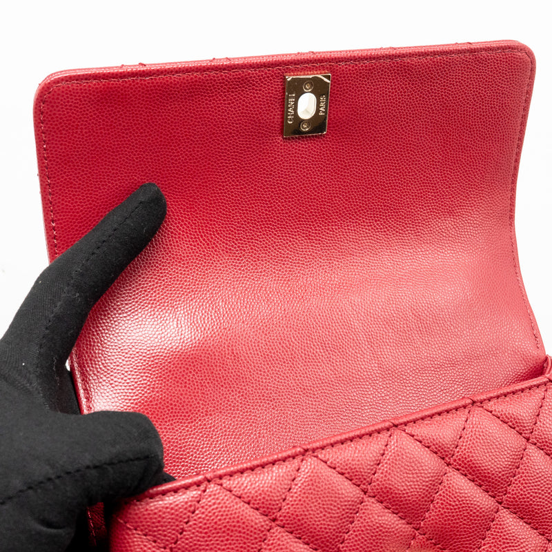 Chanel Small Coco handle caviar red LGHW (microchip)