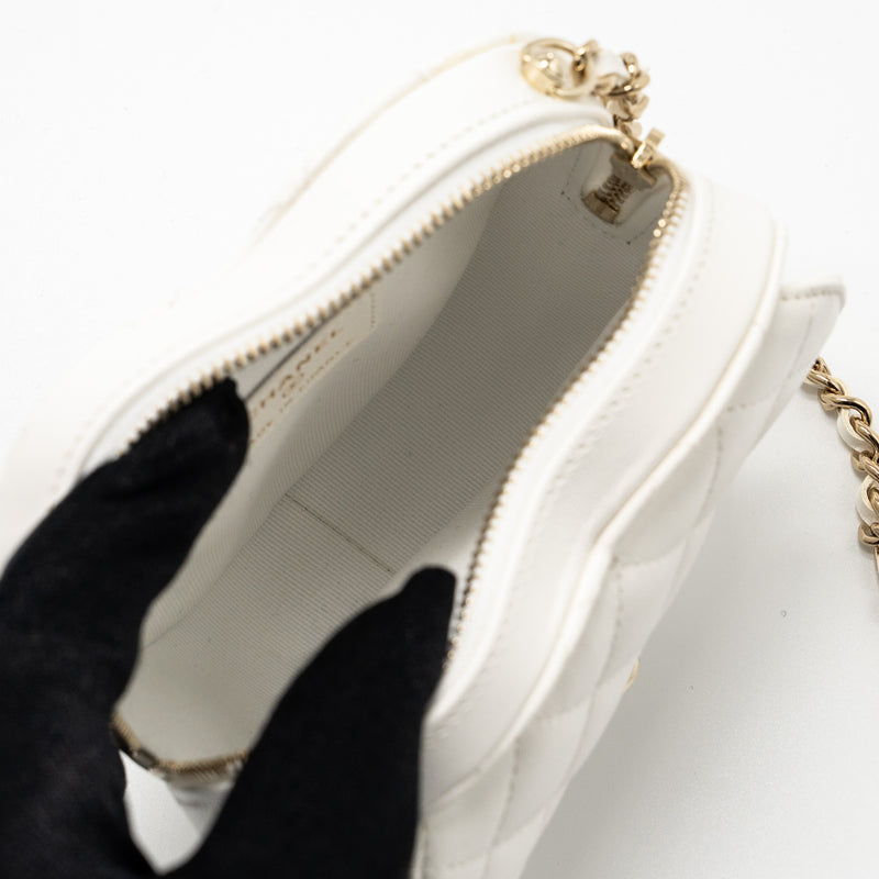 Chanel 22S Small Heart Bag Lambskin White LGHW