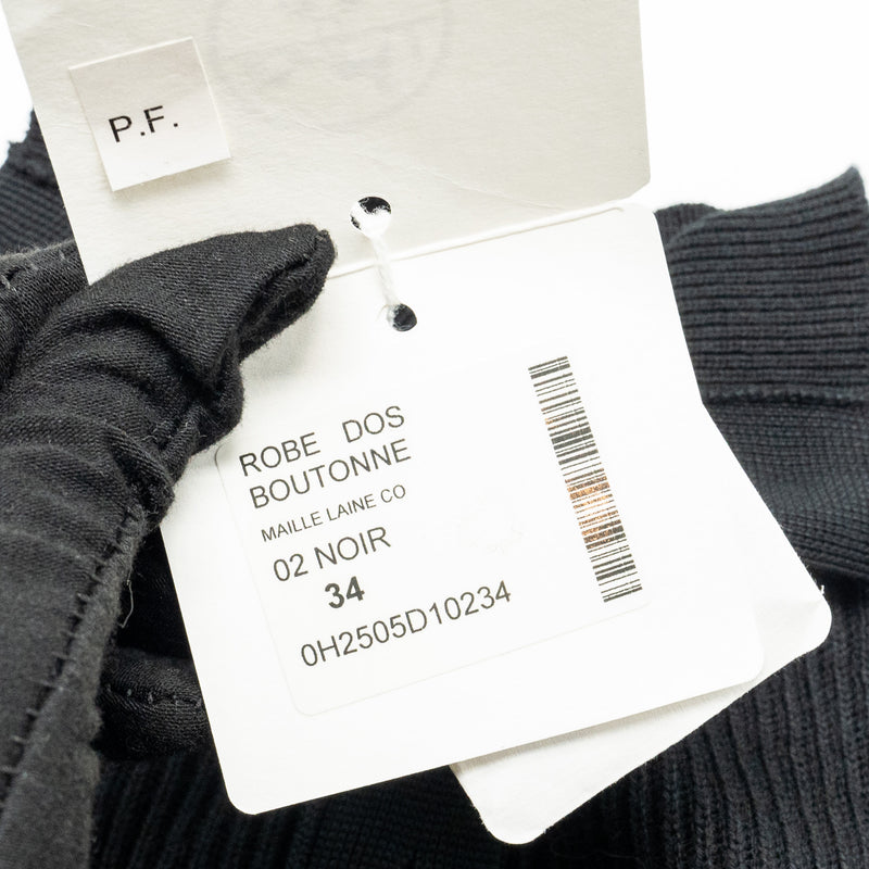 Hermes Size 34 Button Robe/Dress Cotton/Virgin Wool Black
