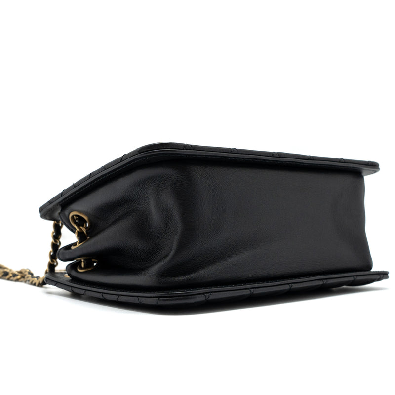 Chanel Giant CC Logo Mini Tote Bag Lambskin Black GHW