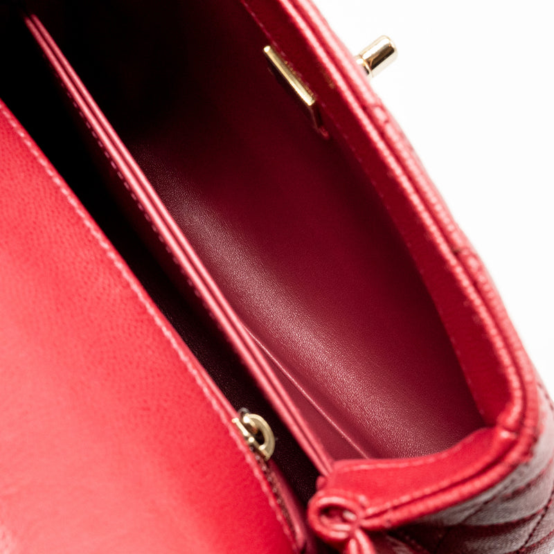 Chanel Small Coco handle caviar red LGHW (microchip)