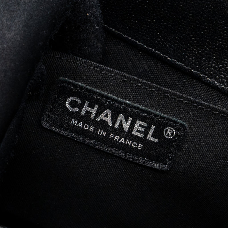 Chanel medium boy bag caviar so black black hardware