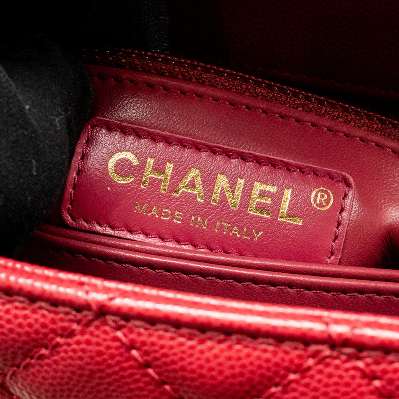 Chanel Small Coco handle caviar red LGHW (microchip)