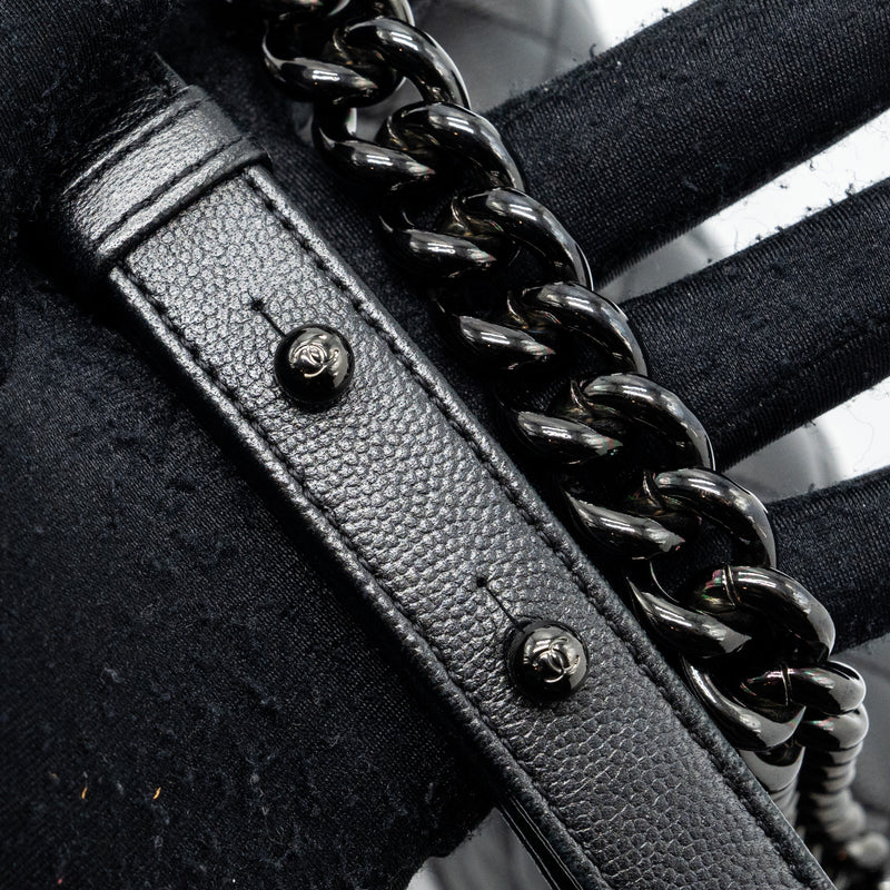 Chanel medium boy bag caviar so black black hardware