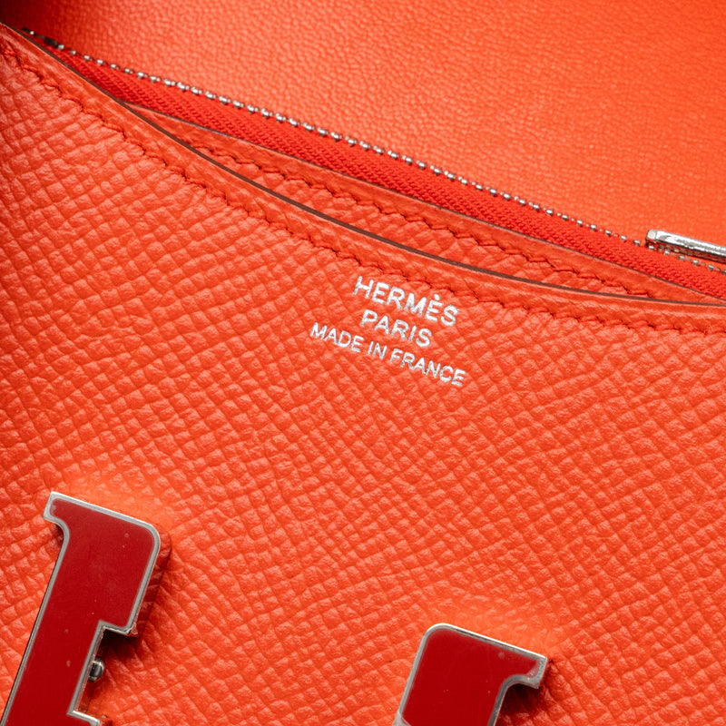 Hermes Constance Slim Epsom/Laque Capucine/Sanguine SHW Stamp Z