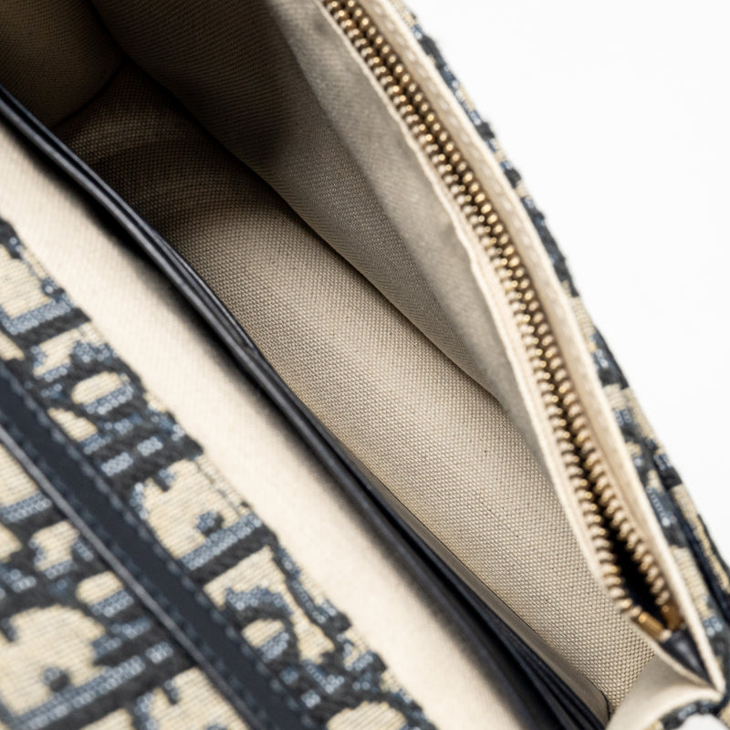 DIOR Saddle Pouch Dior Oblique Canvas Blue GHW