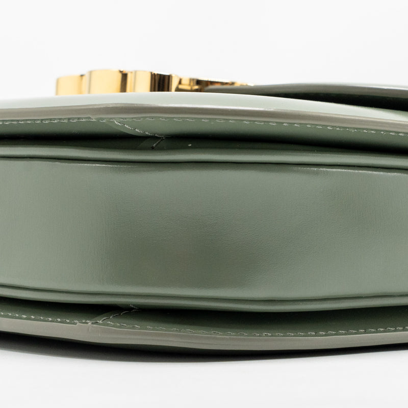 Celine Besace Clea Triomphe Chain Bag Shiny Calfskin Green GHW