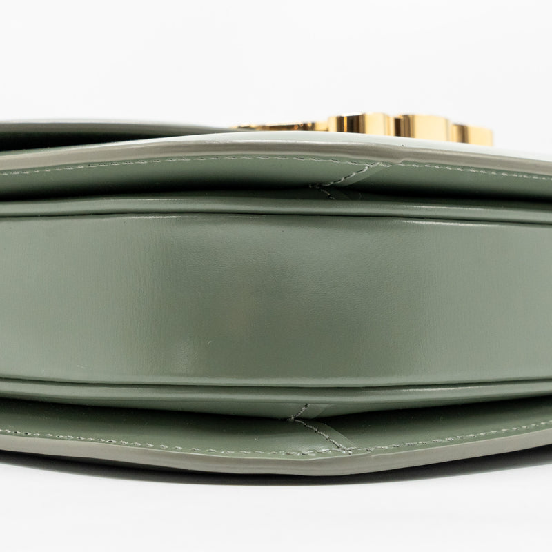 Celine Besace Clea Triomphe Chain Bag Shiny Calfskin Green GHW