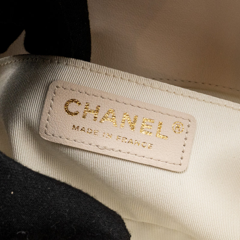 Chanel small boy bag lambskin cream white GHW