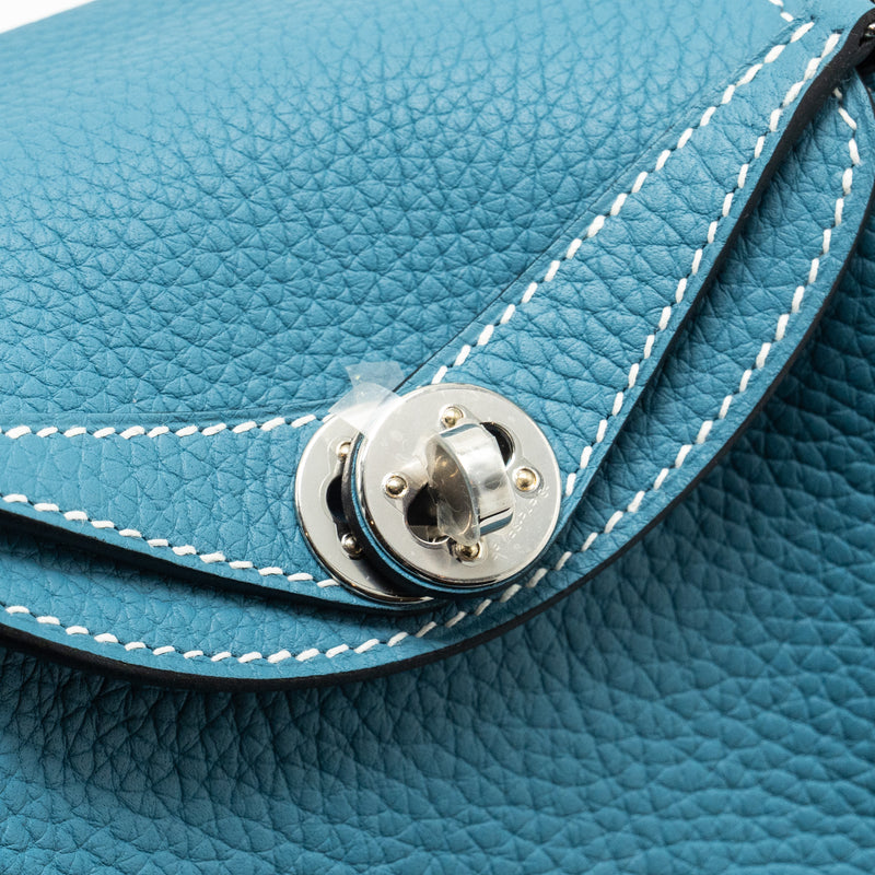 Hermes Mini Lindy Clemence New Blue Jean SHW Stamp W