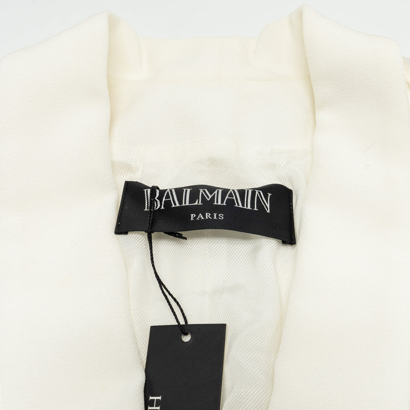 Balmain Size 40 Blazer With Gold Button Viscose White