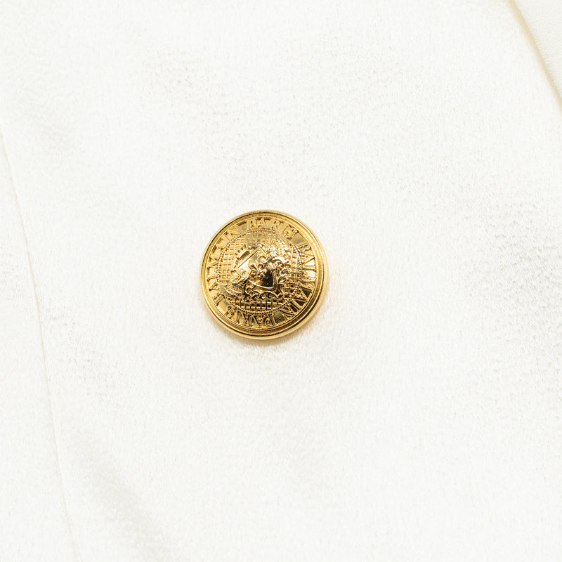 Balmain Size 40 Blazer With Gold Button Viscose White