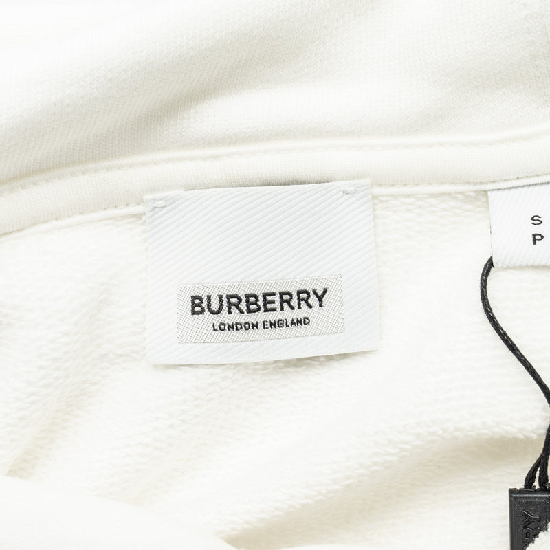 Burberry Size S Vintage Check Panel Oversized Hoodie Cotton White