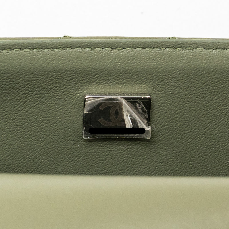 Chanel Mini Rectangular Flap Bag Lambskin Green SHW (Microchip)