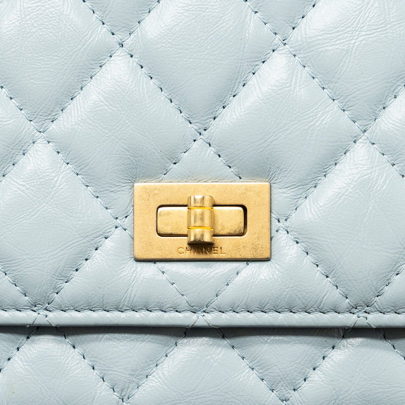 Chanel 2.55 Reissue Wallet on Chain Aged Calfskin Light Blue Brushed GHW (Microchip)