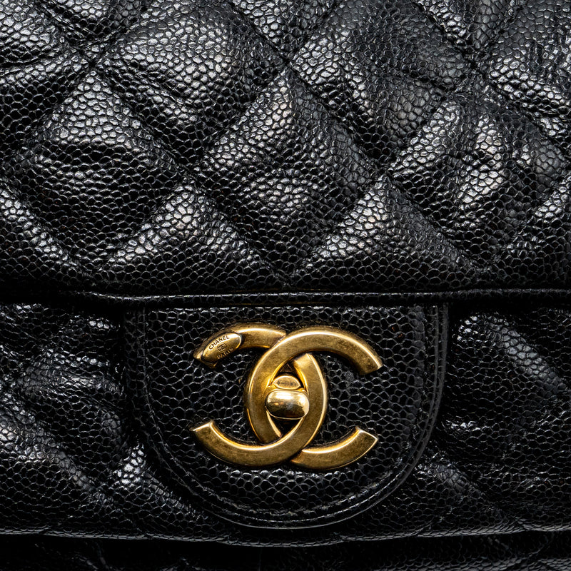 Chanel Jumbo Black Calfskin Caviar Double Flap Bag with GHW Chanel