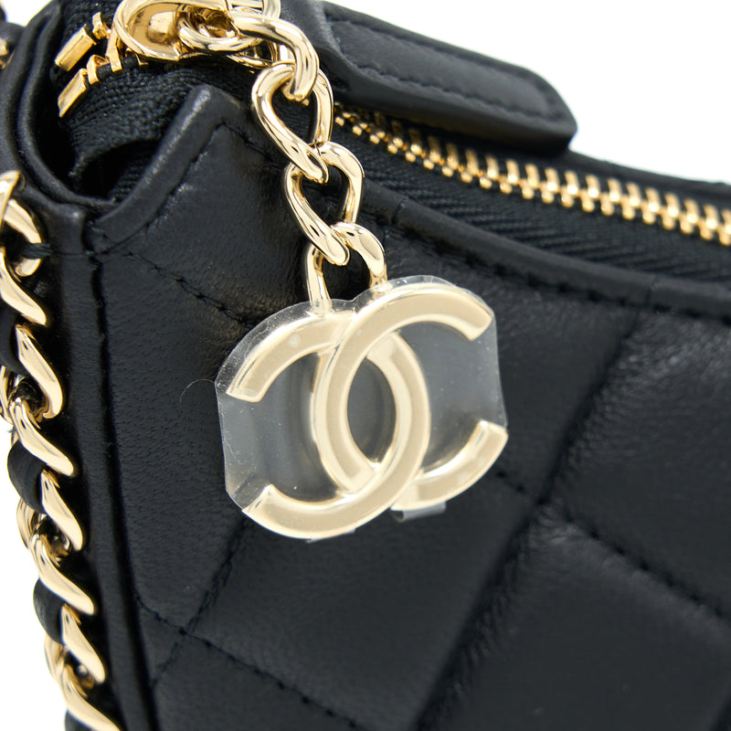 Chanel Small Moon Hobo Bag Lambskin Black LGHW (Microchip)