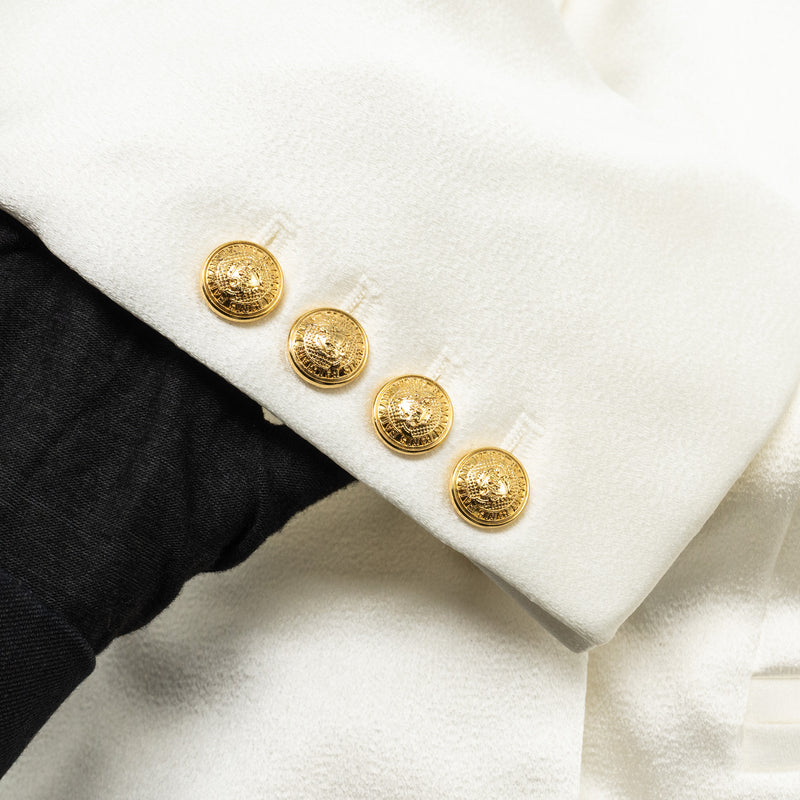 Balmain Size 40 Blazer With Gold Button Viscose White