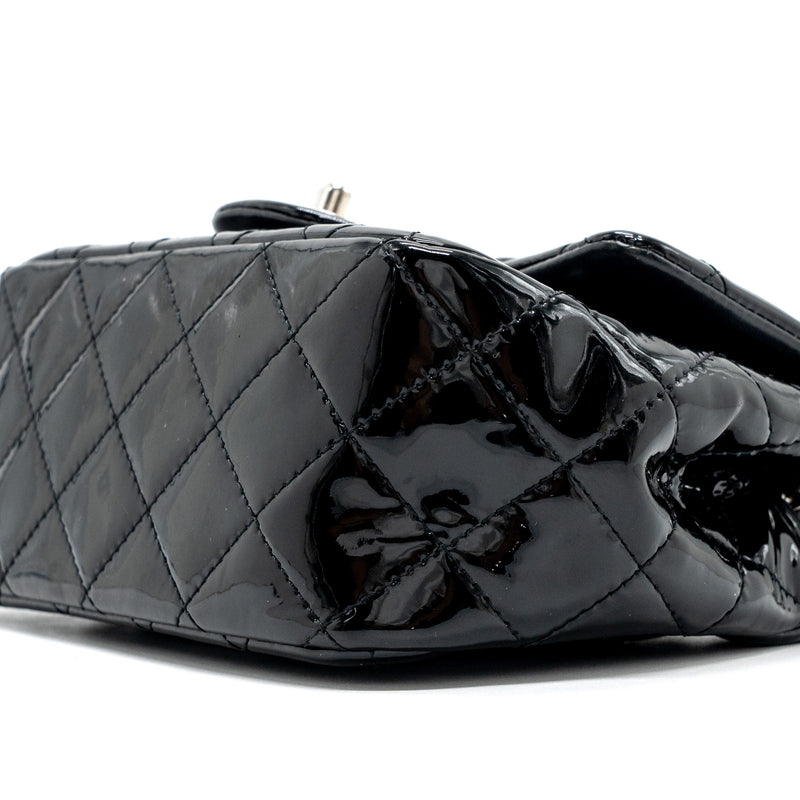 Chanel Classic Mini Square Flap Bag Patent Black SHW