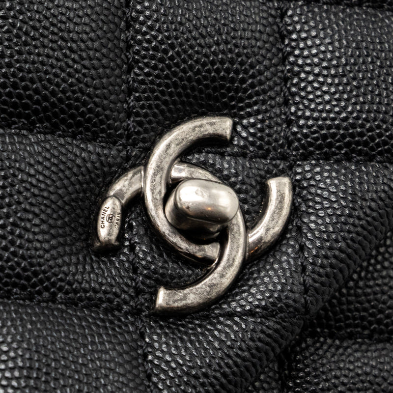 Chanel small coco handle caviar / lizard handle black ruthenium hardware