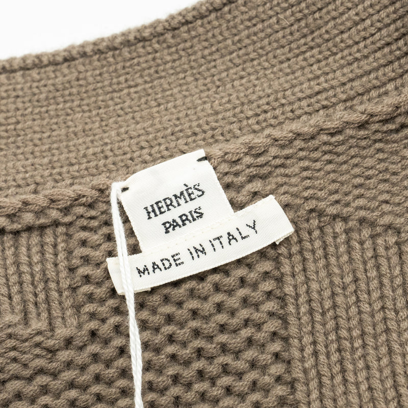 Hermes size 34 cardigan virgin wool gris etoupe