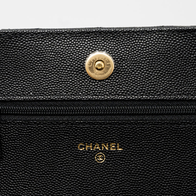 Chanel Wallet on Chain with Pocket Black Caviar GHW (Microchip)