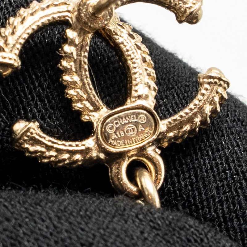 Chanel Chain/Pearl Dropped CC Logo Earrings Gold Tone