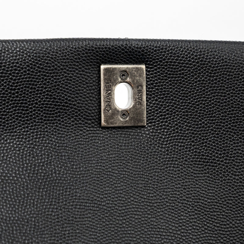 Chanel small coco handle caviar / lizard handle black ruthenium hardware