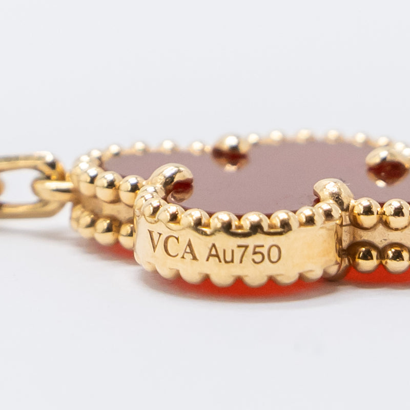 Van cleef and Arpels vintage Alhambra Bracelet 5 motifs 18K yellow gold, Carnelian